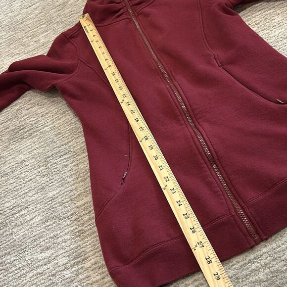 686 Long Zip Hoodie Womens Size Small Solid Maroon Fleece Extended Hooded Jacket - Picture 8 of 12